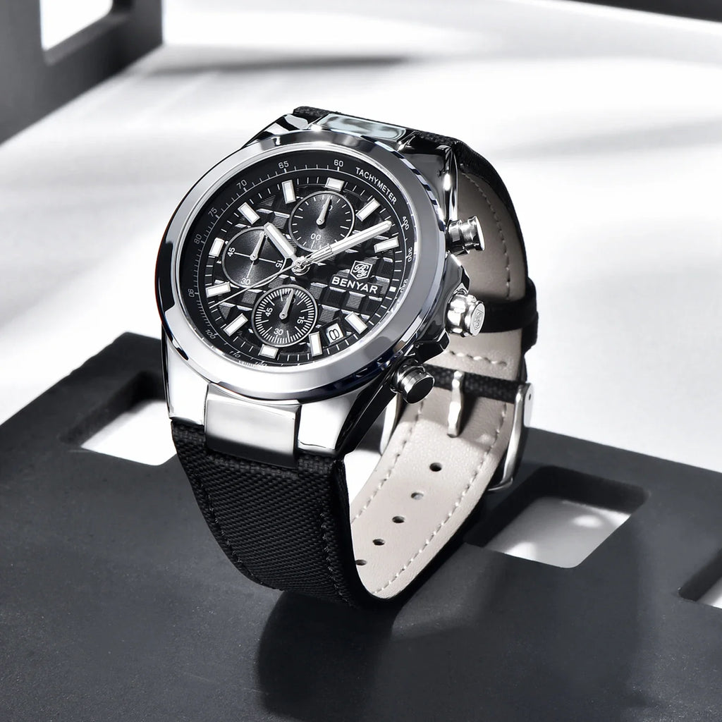Fashion Sport Brand BENYAR 2024 New Men Watches Top Luxury Men Quartz Wristwatches Chronograph Waterproof Luminous Clock 5206