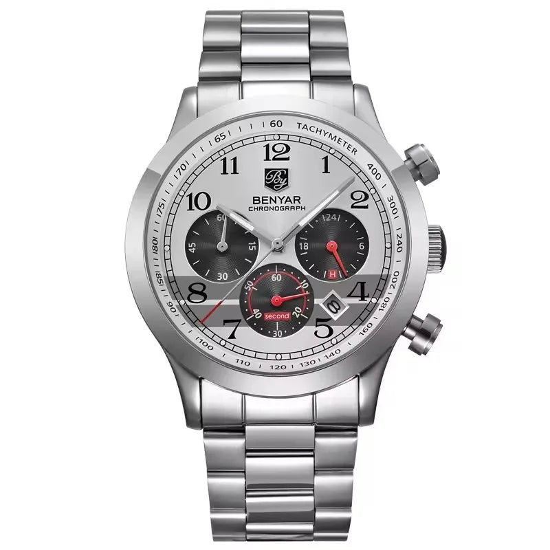 Benyar 5107 Luxury Quality Watches Alloy Analog Chronograph Men's Fashion Jewelry Watches