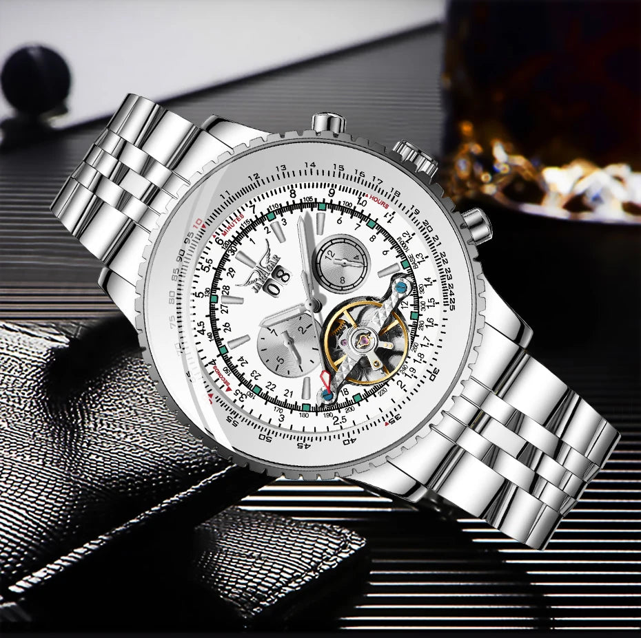 Jaragar Prestige Silver - Tourbillon Calendar Automatic Luxury Watch