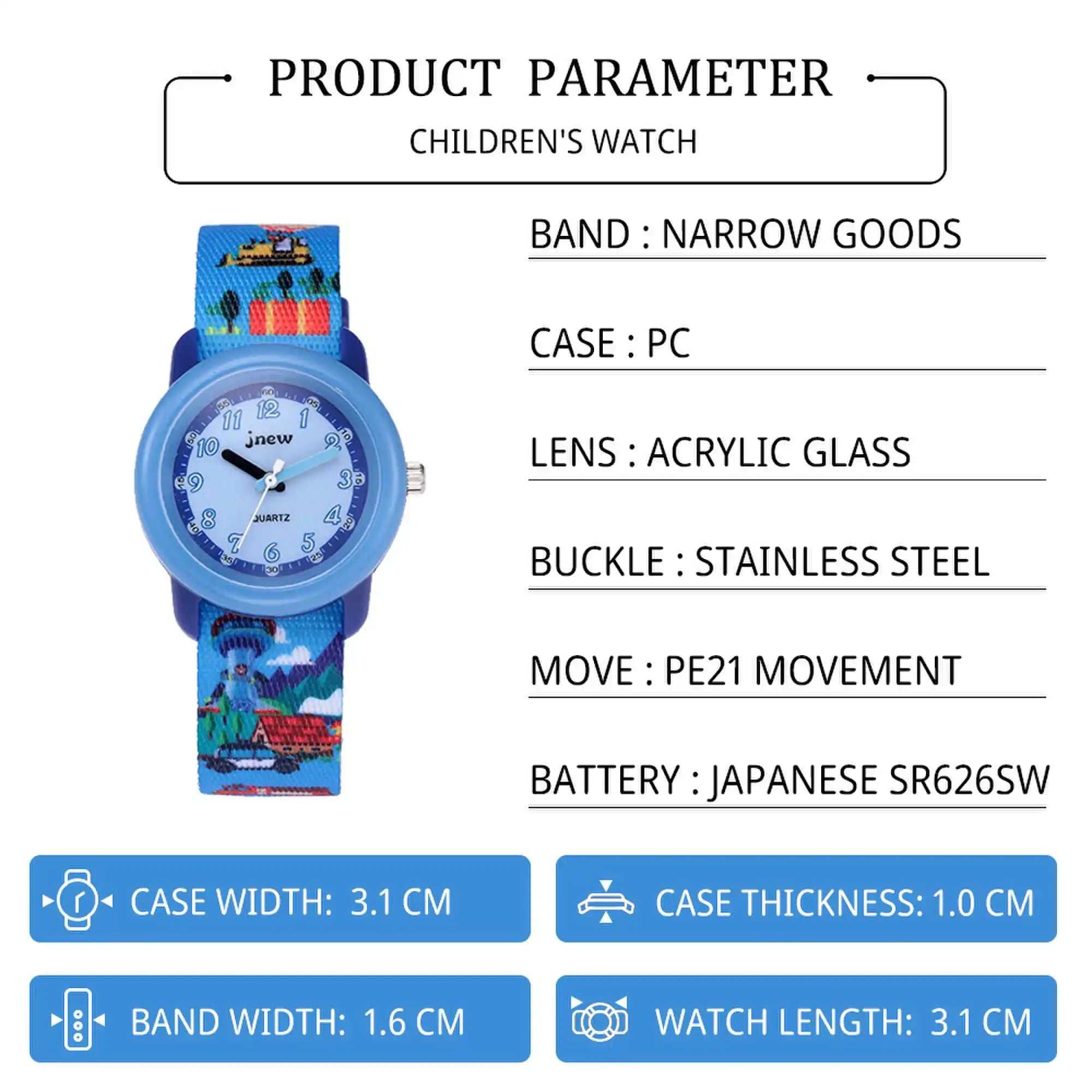 Cartoon Design 3ATM Waterproof Quartz Watches for Boys Girls Original Analog Dial Sport Fashion Style Narrow Goods Kids' Watches