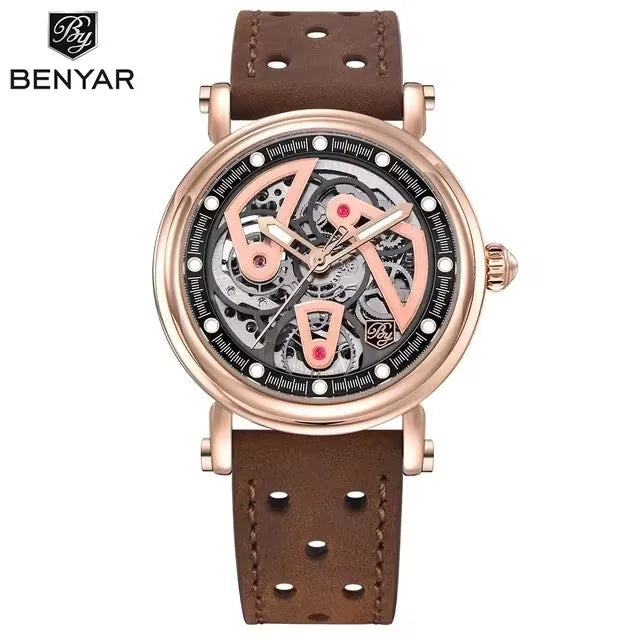 BENYAR 5202 Wristwatch 2024 Automatic Watch Stainless Steel Sports Luxury Men Mechanical Hollow Waterproof Diving Watch for Men