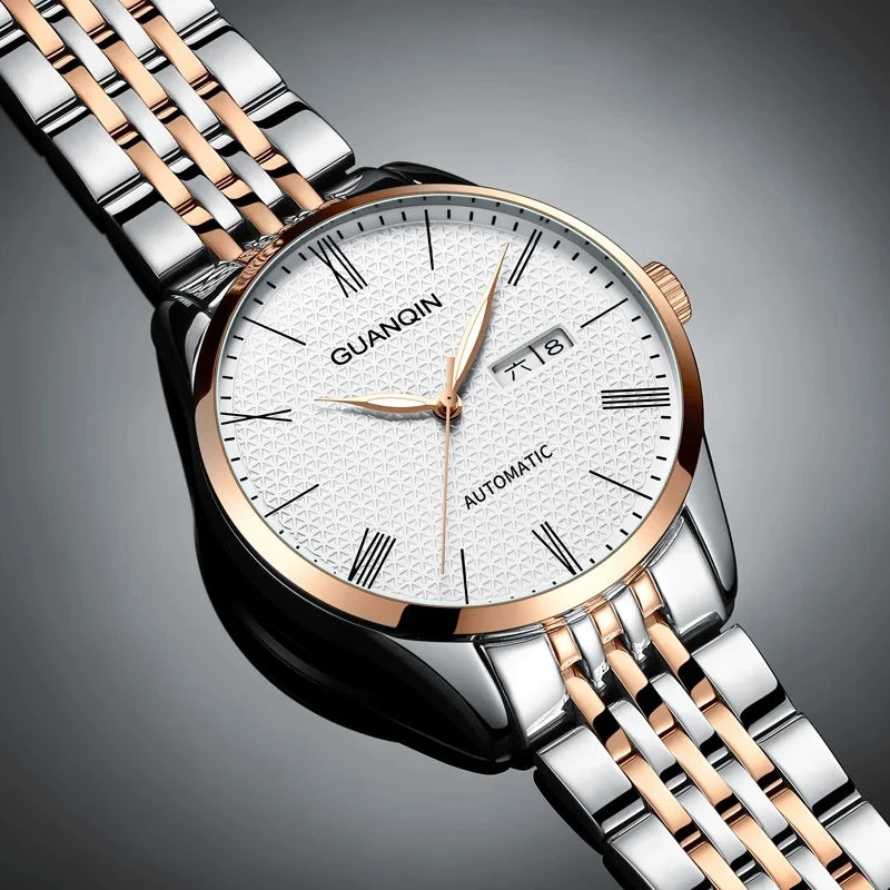 Automatic Calendar Watch - Luminous Week Display Waterproof Stainless Steel