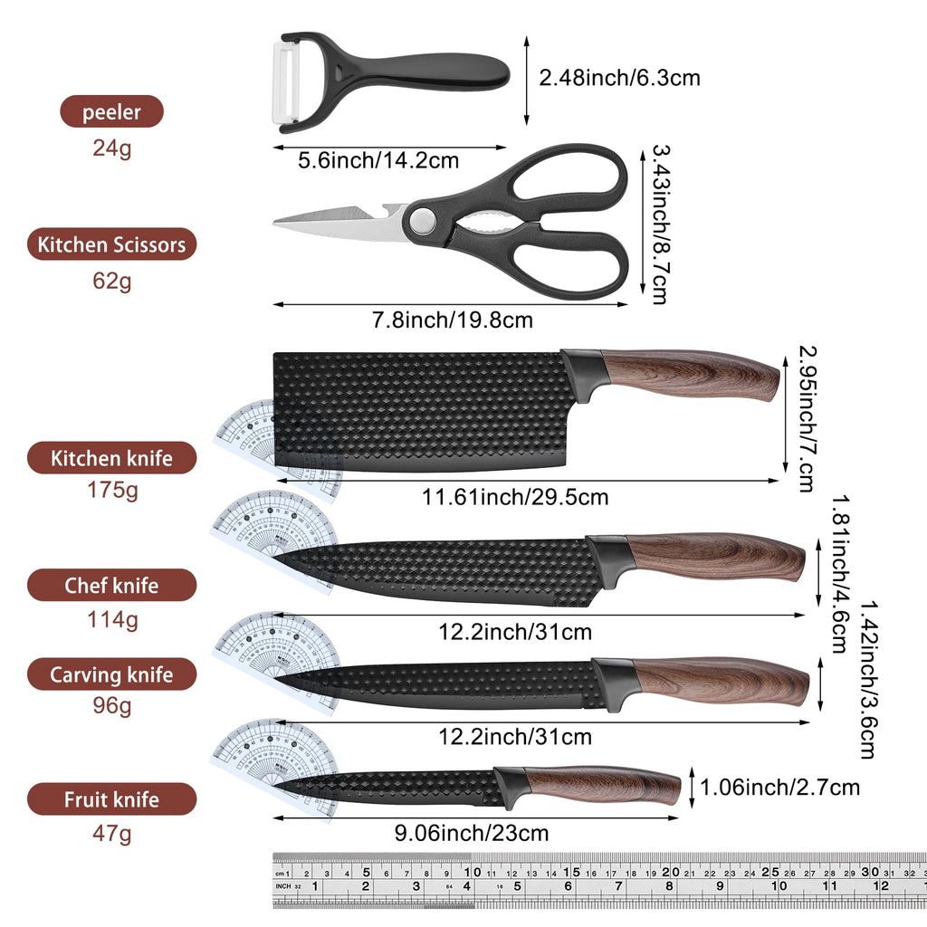New Product Household Multifunctional Cooking Carving Chef Knife Set 6-Piece German Steel Kitchen Knife Set