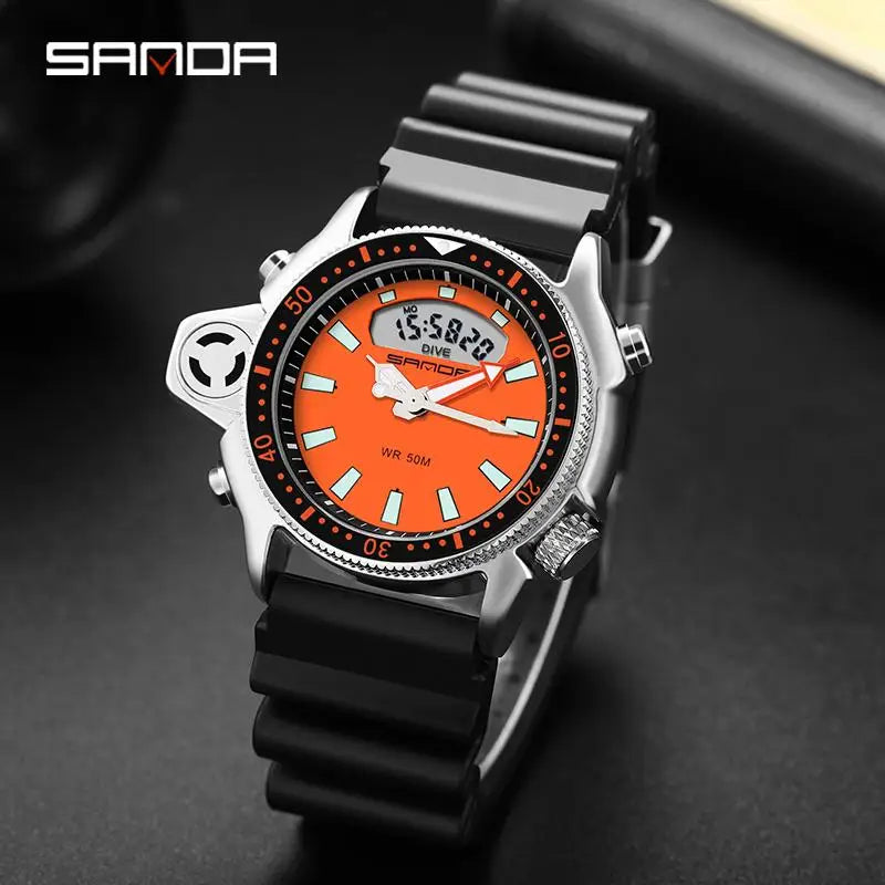 Dual Display Fashion Sports Men's Wrist Watch Casual Style Watches Men Military Quartz Wristwatch S Shock Man Relogio Masculino