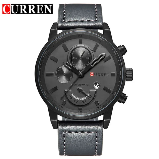 Curren Men's Military Watch - Luxury Leather Strap Sport Business Timepiece