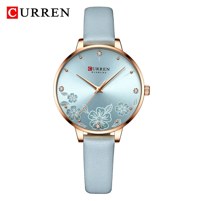 CURREN Women's Luxury Ultra Thin Watch - Waterproof Leather Strap Bracelet