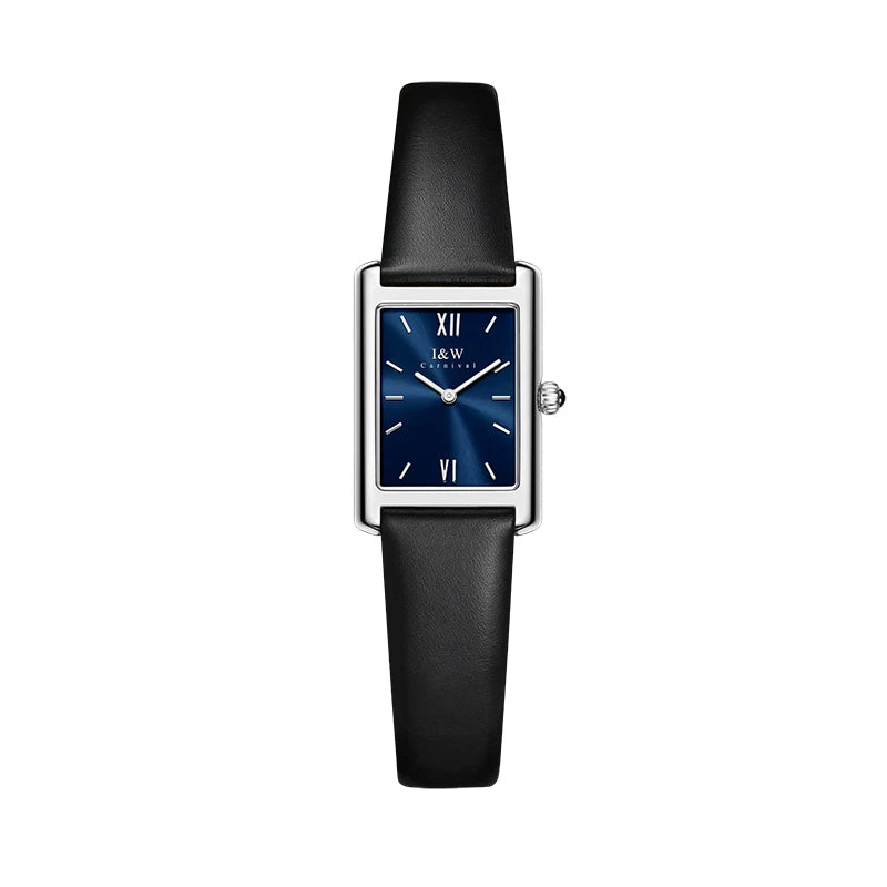 2025 New Fashion Square Watch for Women Luxury Brand I&W Switzerland Made Quartz Wristwatch Sapphire Leather Dress Ladies Watch