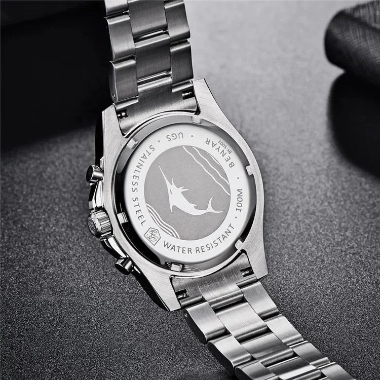 BENYAR S002 Stainless Steel Men Waterproof Wristwatch Japan Chronograph Quartz Benyar Watches Reloj Hombre