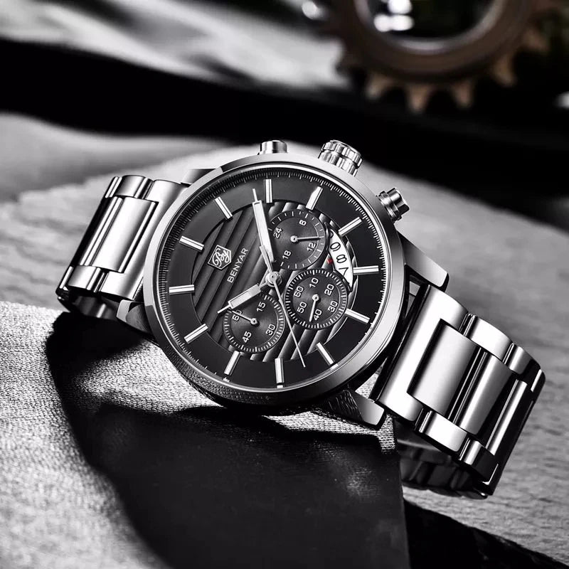 Benyar 5104 Stainless Steel Quartz Business Watch Clock With Small Dials Best Chinese Wholesale Watch