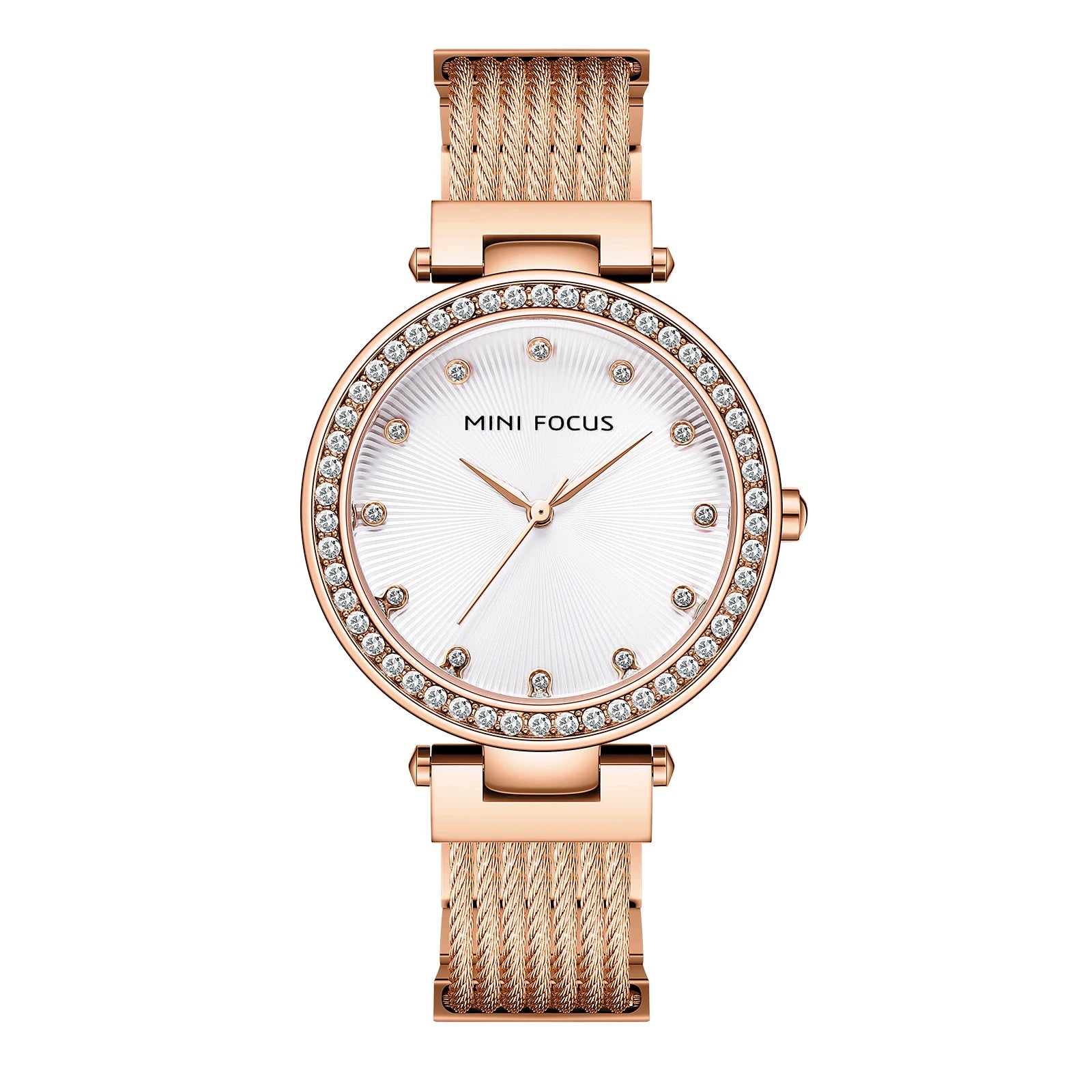 The Golden Radiance - Diamond-Accented Mesh Watch
