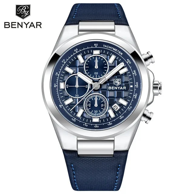 Fashion Sport Brand BENYAR 2024 New Men Watches Top Luxury Men Quartz Wristwatches Chronograph Waterproof Luminous Clock 5206