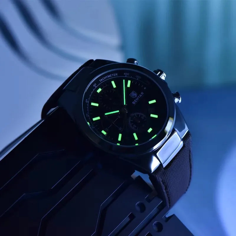 BENYAR 2024 New 5206 Men's Watches Top Luxury Watch for Men Quartz Wristwatches Chronograph Waterproof Sports Luminous Clock