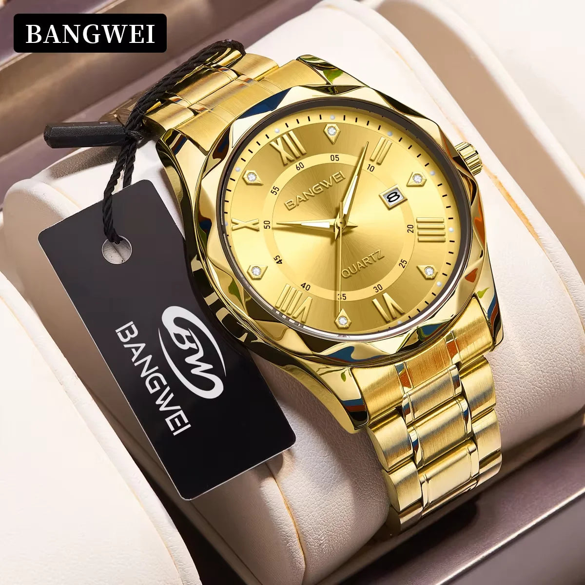LIGE BW8806 Golden Case Fashion Stainless Steel Quartz Watch Custom OEM Brand Watches Waterproof Design  Stainless Steel +Box