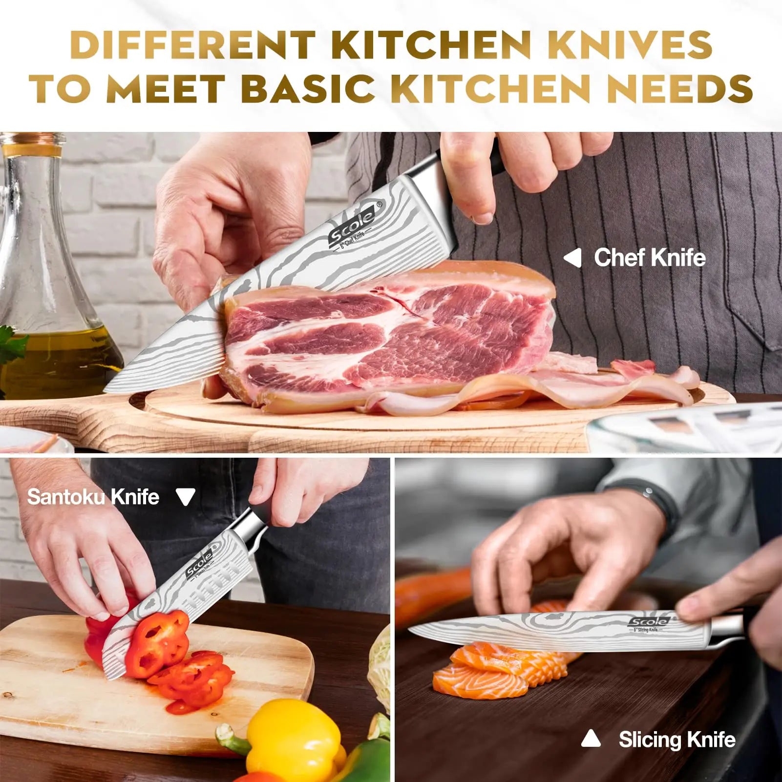 Premium German 1.4116 Stainless Steel Ultra Sharp Kitchen Knife Set 7-Piece with Gift Box