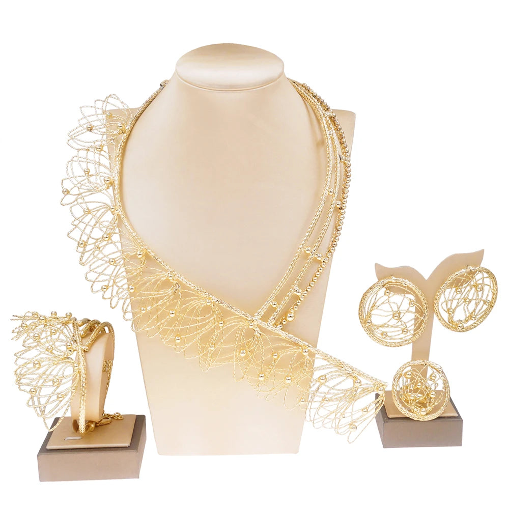 Ulaili Brazilian Gold Plated Wedding Jewelry Set