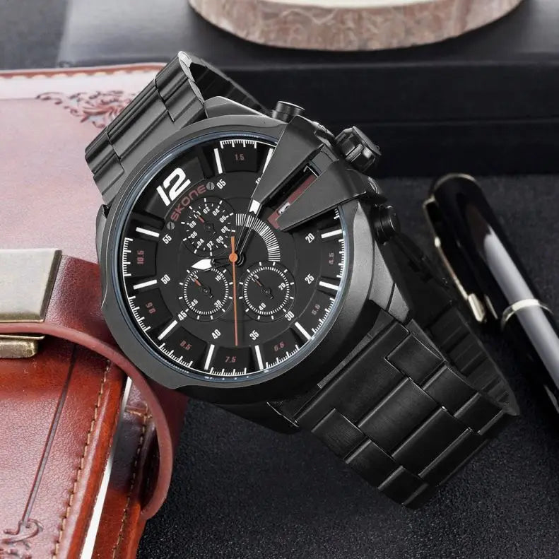 Stylish Chronograph Business Watch - Water Resistant Steel Strap Quartz Timepiece