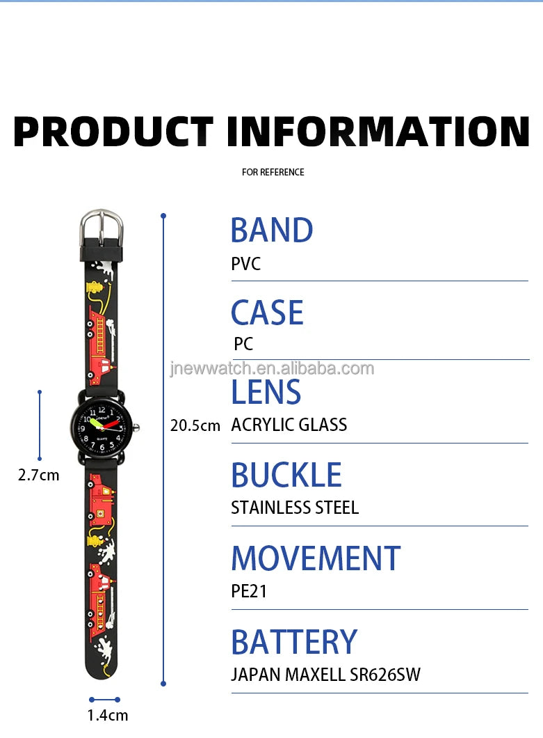 Multicolor Cartoon Car Pattern Quartz Sport Watch for Kids Luxury 3ATM Waterproof Fashion with PVC Band Eco-Friendly Stylish