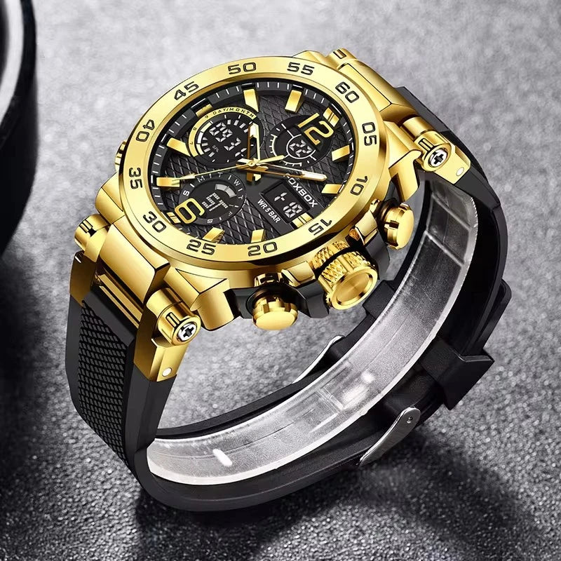 LIGE 2024 Sport Watches for Men Water Resistant Soft Silicone Strap Man Clock Luxury Luminous Male Wristwatches FB0033