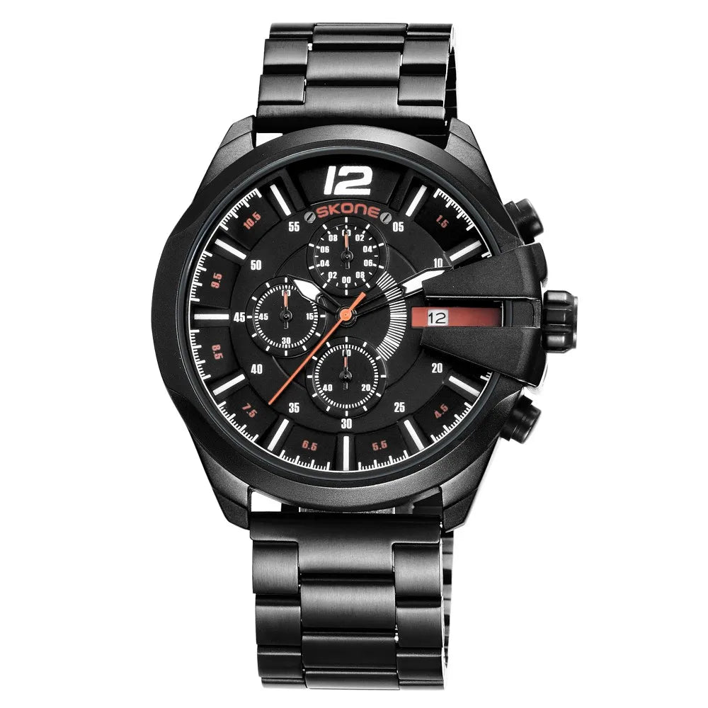 Stylish Chronograph Business Watch - Water Resistant Steel Strap Quartz Timepiece