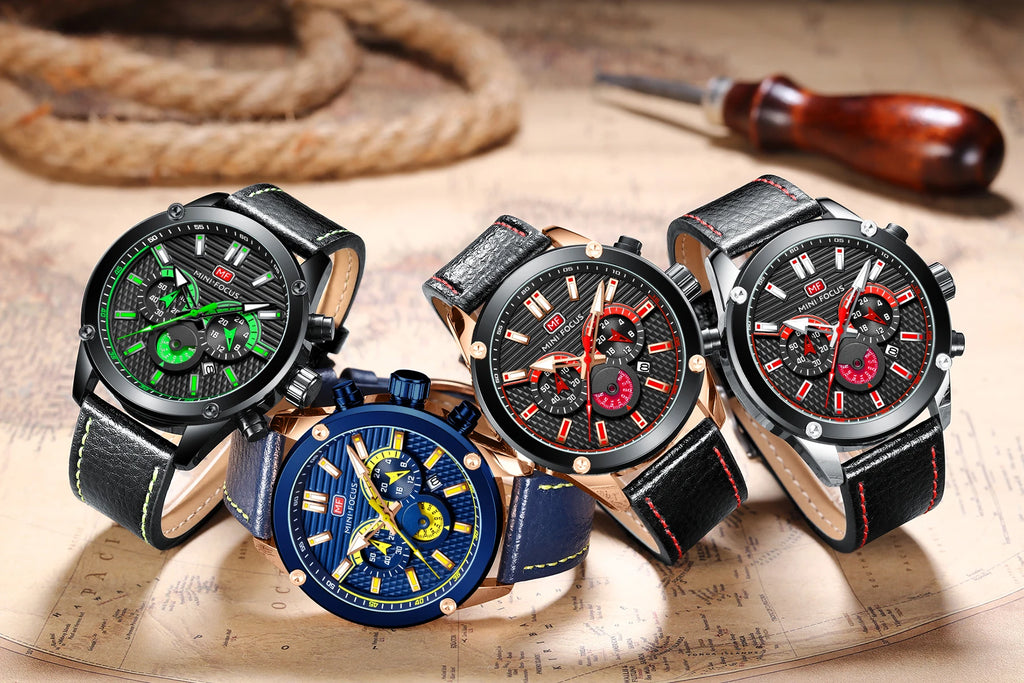 Heritage Classic - Men's Luxury Leather Strap Watch with Calendar