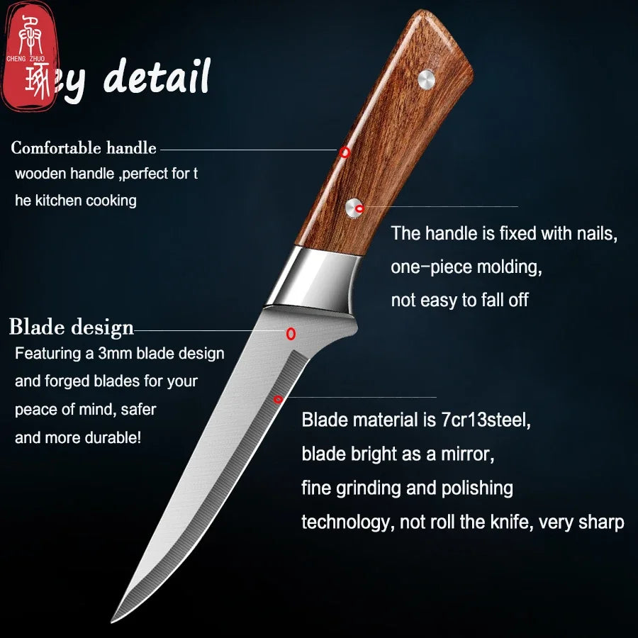 Stainless Steel Kitchen Knife Set Meat Cutting Knife Butcher's Pig Killing Knife Professional Boning Knife Kitchen Accessories