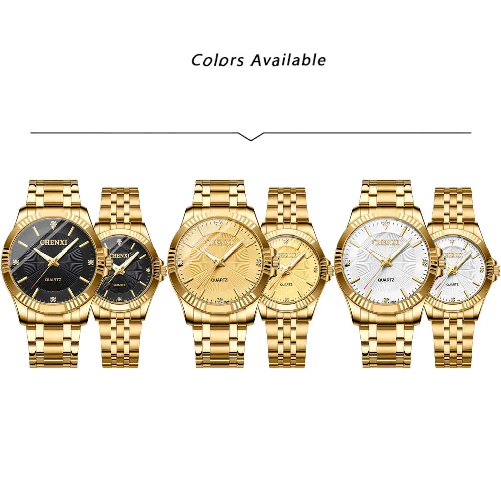 Golden Harmony - Luxury Diamond-Accented Couple's Watch Set