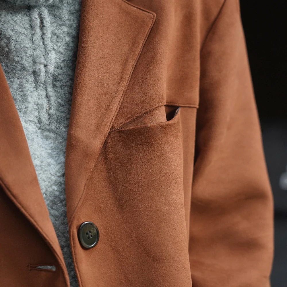TWOTWINSTYLE Solid Patchwork Button Blazers For Women Lapel Long Sleeve Temperament Loose Coats Female Fashion Style Fashion New