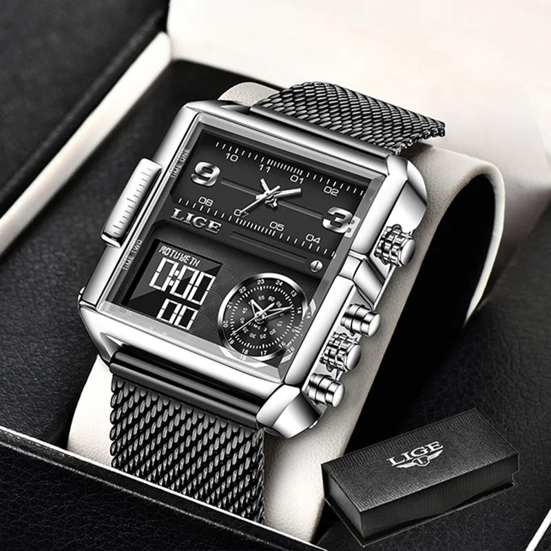 The Square Fusion - Luxury Dual Display Chronograph