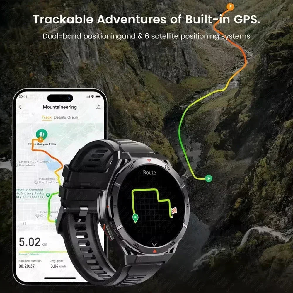 2025 New Dual-Band satellite GPS SmartWatch Men 1.43'' AMOLED Screen IP69 5ATM Waterproof Compass Heart Rate BT Call SmartWatch