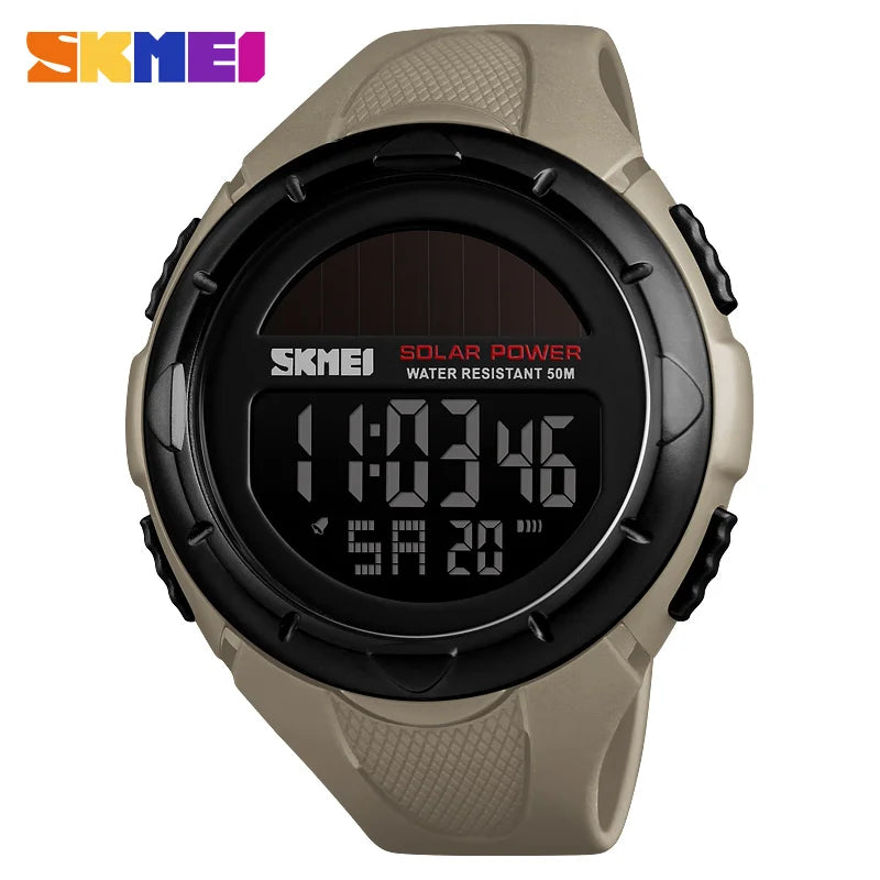 SKMEI Mens Wristwatches Solar For Power Enviormentally Alarm Male Clock reloj hombre Men Luminous Watches Sport Digital