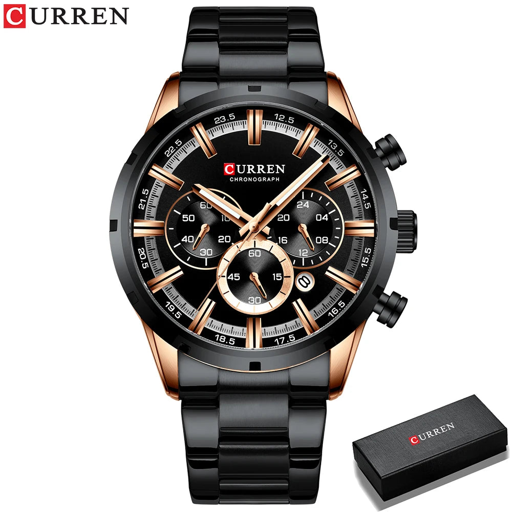 CURREN Men's Blue Dial Watch - Waterproof Stainless Steel Luxury Business Timepiece