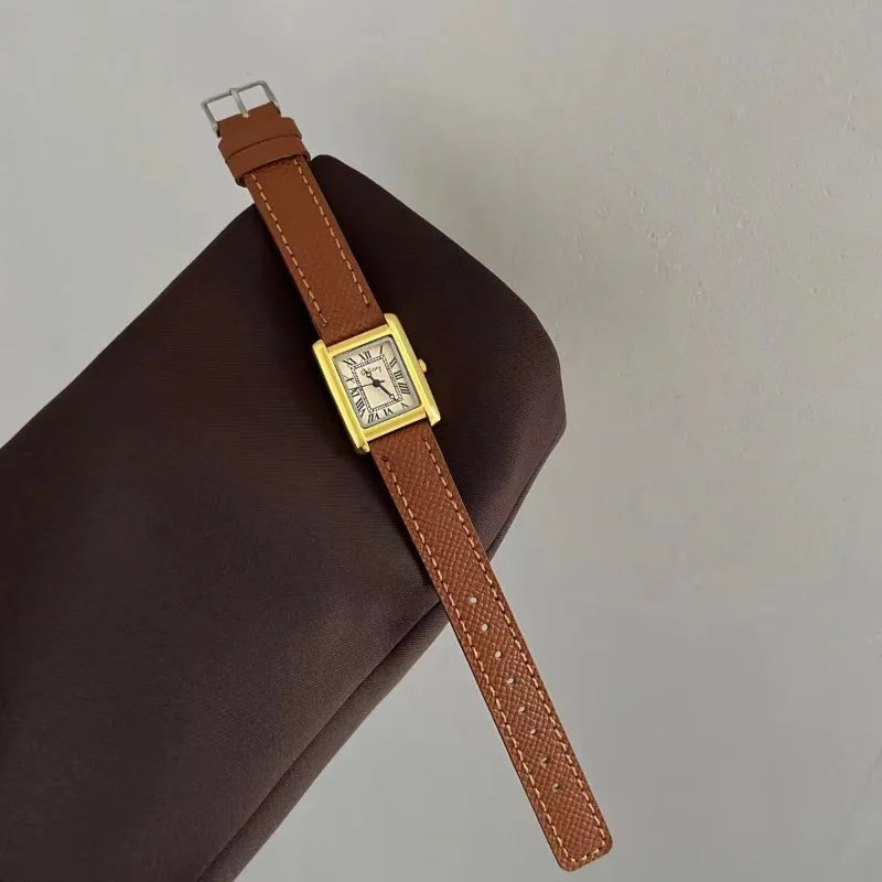 Fashion Watch for Women Red Leather Strap Ladies Dress Watch Square Dial Brand Quartz Wristwatches Dropshipping Luxury Clock