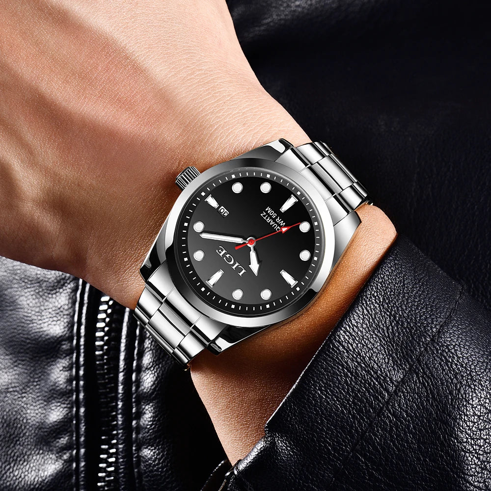 LIGE SlimTech Pro - Ultra-Thin 5ATM Waterproof Sport Chronograph