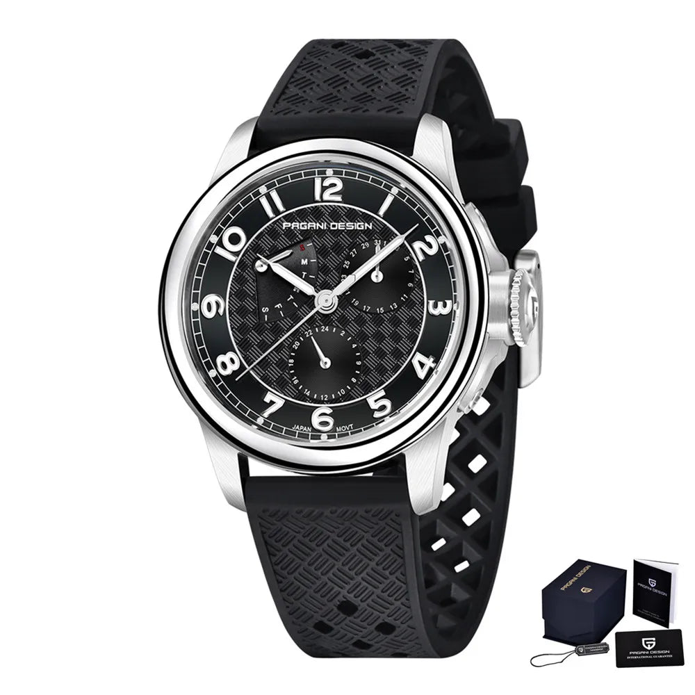 Pagani Design Man Watch 40mm Japan TMI VH88 Movt Sapphire Crystal Calendar 24 Hours 100M Waterproof Quartz Wristwatch reloj homb