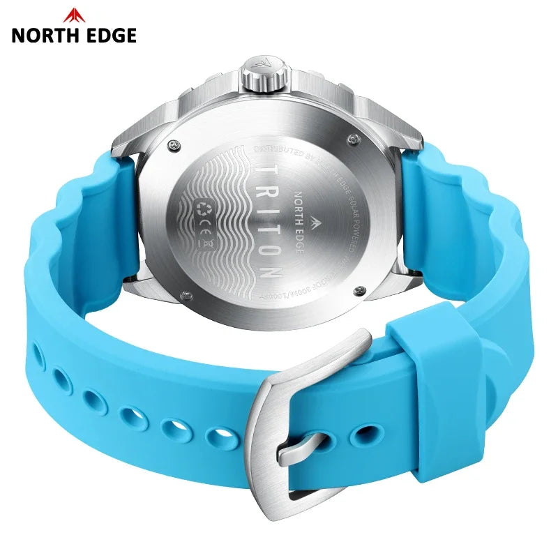 NORTH EDGE TRITON Solar Powered Dive Watch Men Luxury Quartz Watches For Men 316L Stainless Steel Case Waterproof 300M  2025 New