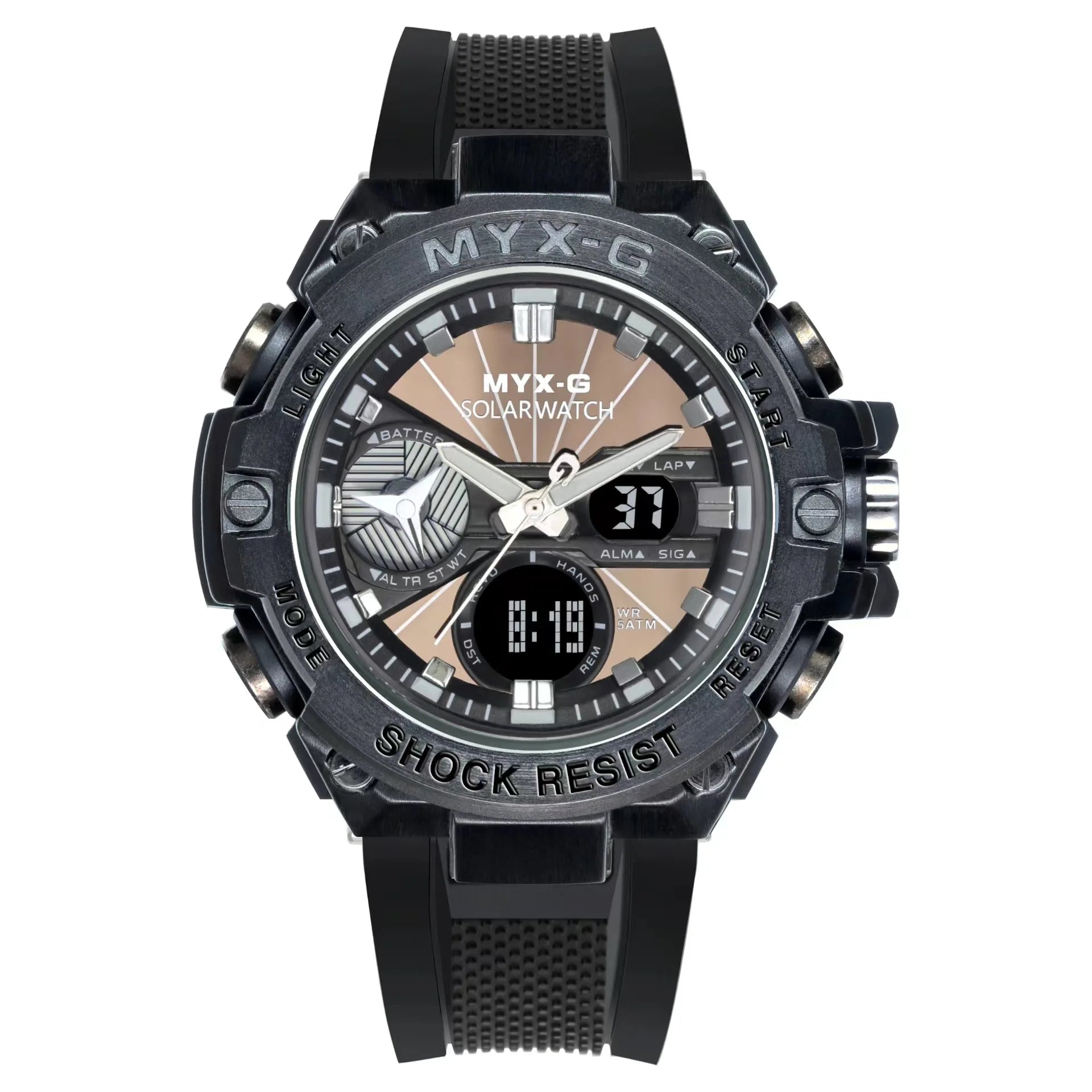 Solar Energy Watch for Men 53mm Endurance Light Kinetic Energy Timer Alarm Clock Rotating Windmill All Steel Men Watch Reloj