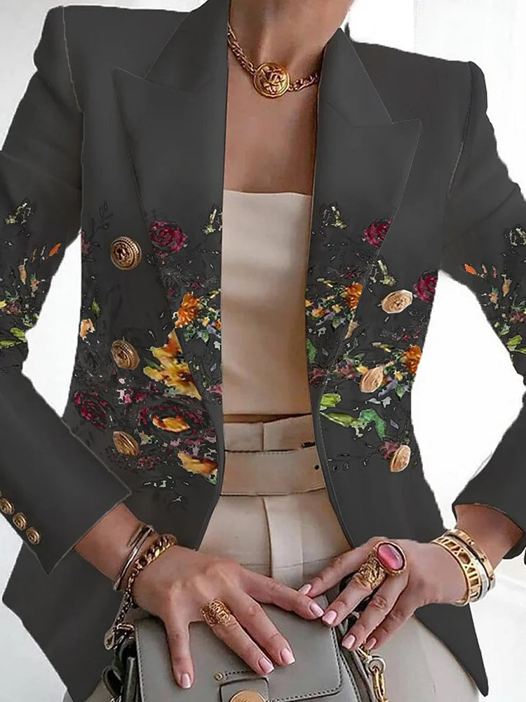 Spring new European and American women's fashion print suit slim suit coats  blazer women  women blazer