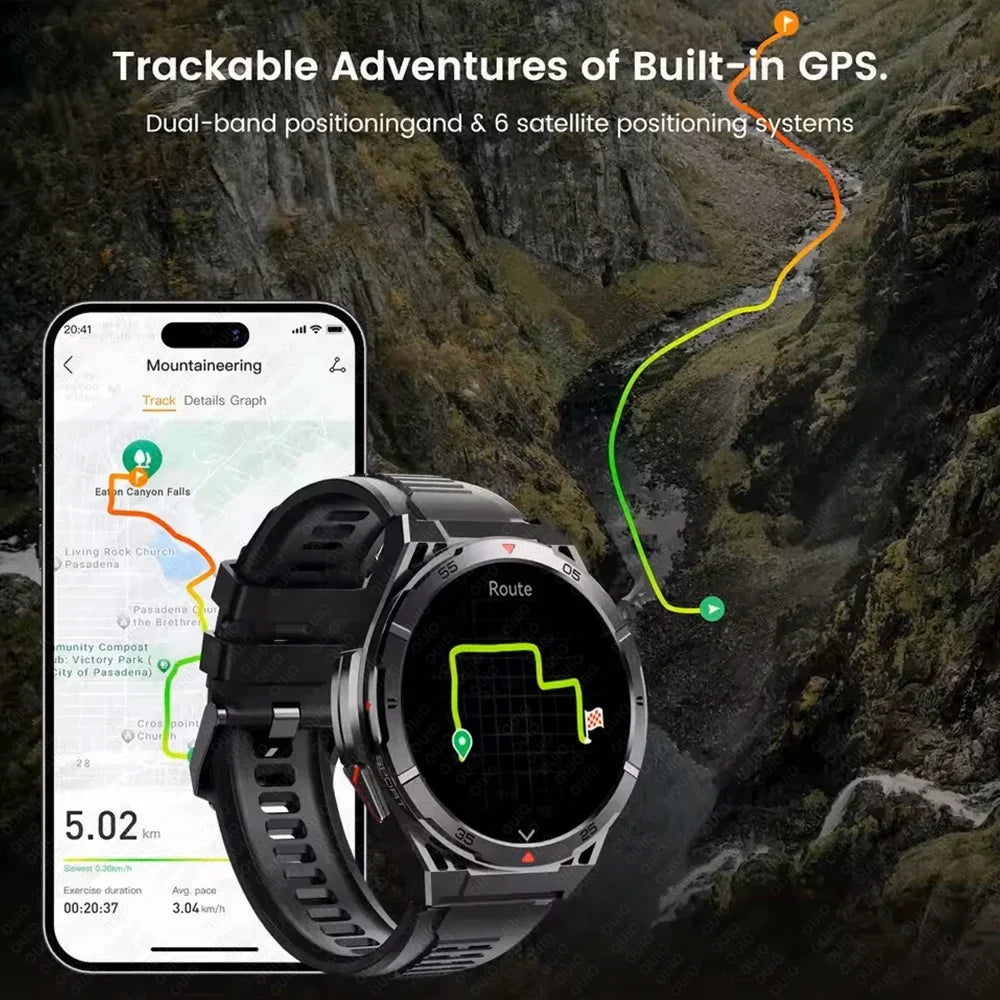2025 New GPS Dual-Band satellite SmartWatch Men 1.43'' AMOLED Screen Compass Heart Rate BT Call IP69 10ATM Waterproof SmartWatch