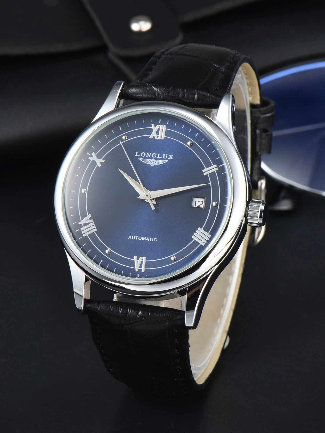 LONGLUX automatic man watch wholesale mechanical watches simple versatile date waterproof fashion leather man watch men gift