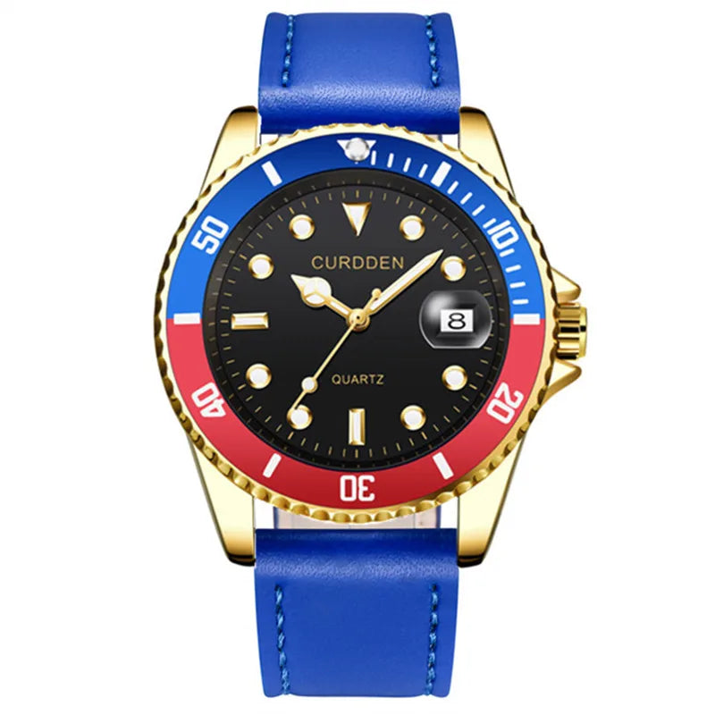 CURDDEN Men's Automatic Mechanical Watch - Vintage Black Leather Luxury Timepiece