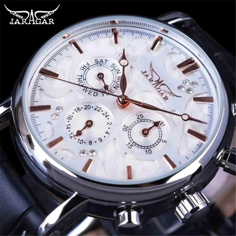 JARAGAR 348 Sports Automatic Mechanical Watch - Retro Week Date Display Men's Timepiece