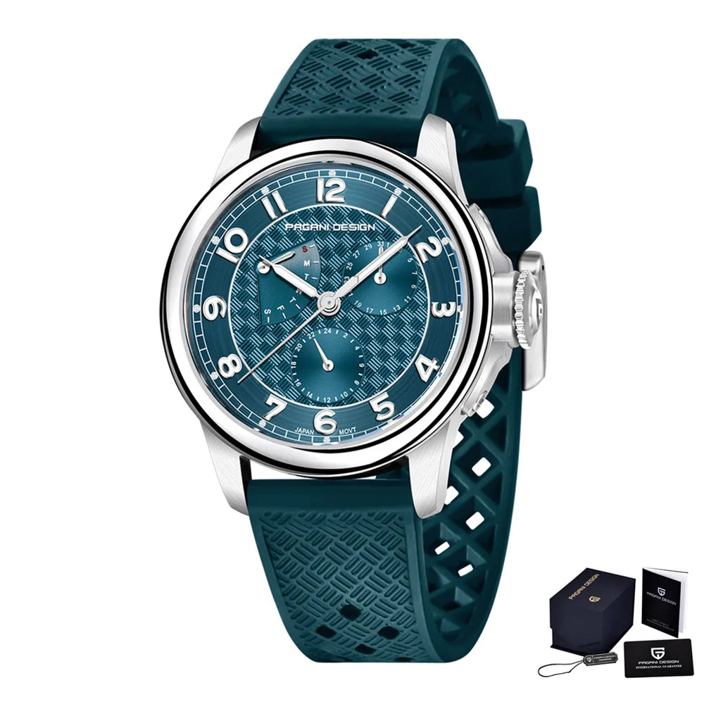 Pagani Design Man Watch 40mm Japan TMI VH88 Movt Sapphire Crystal Calendar 24 Hours 100M Waterproof Quartz Wristwatch reloj homb