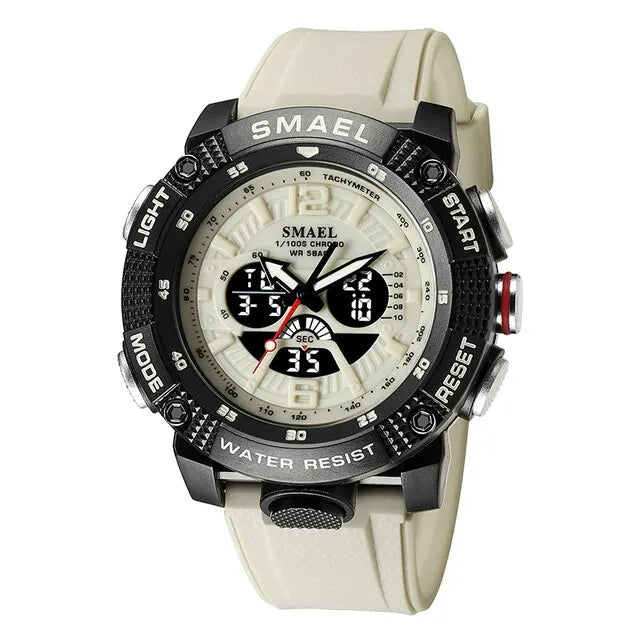 2023 New Sport Watches Men SMAEL Waterproof Analog Digital Quartz Wristwatches Male Fashion Stopwatch Alarm Clock 8058 Man Watch