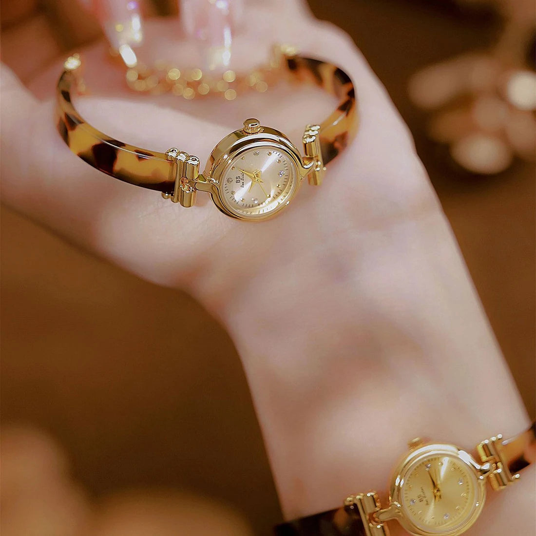 Luxury Brand Woman Vintage Watch Dress Clock Amber Resin Bracelet Chain Watch Gifts For Women