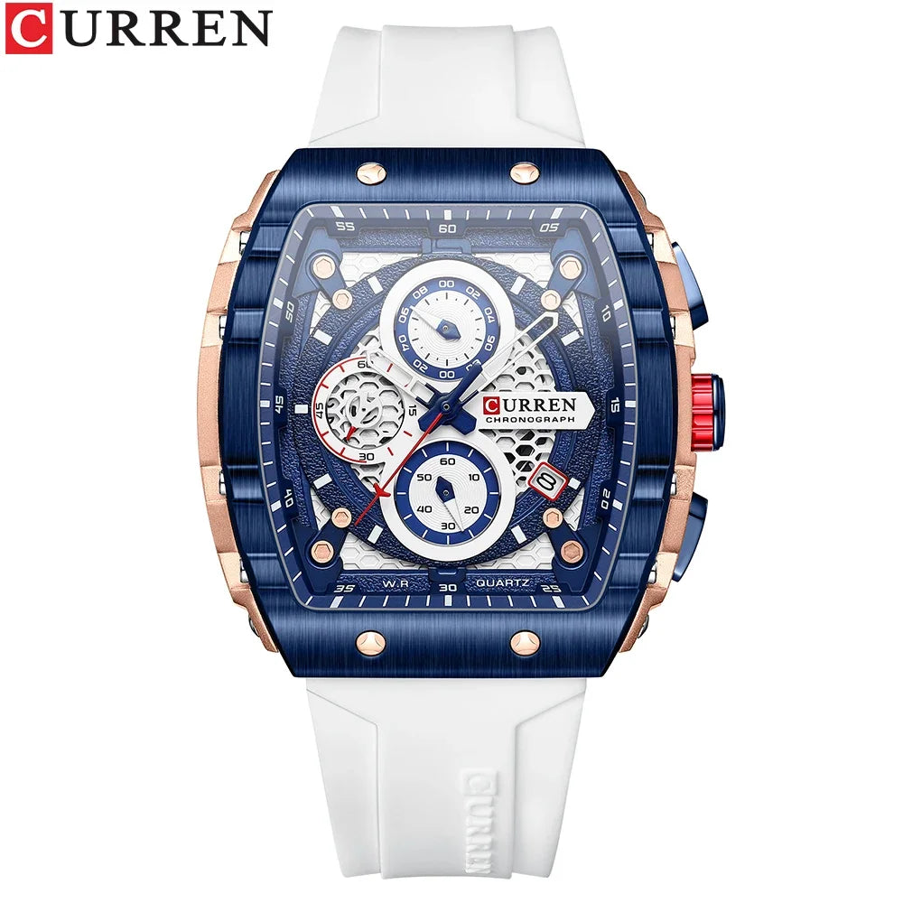 CURREN Men's Luxury Square Chronograph Watch - Waterproof Luminous Quartz