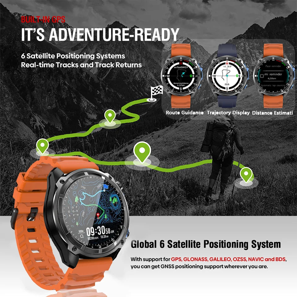 New Watch DT G1 Smart Watch Men's 1.43 "HD AMOLED Screen GPS Track 3ATM Waterproof Heart Rate Bluetooth Call Compass Smart Watch