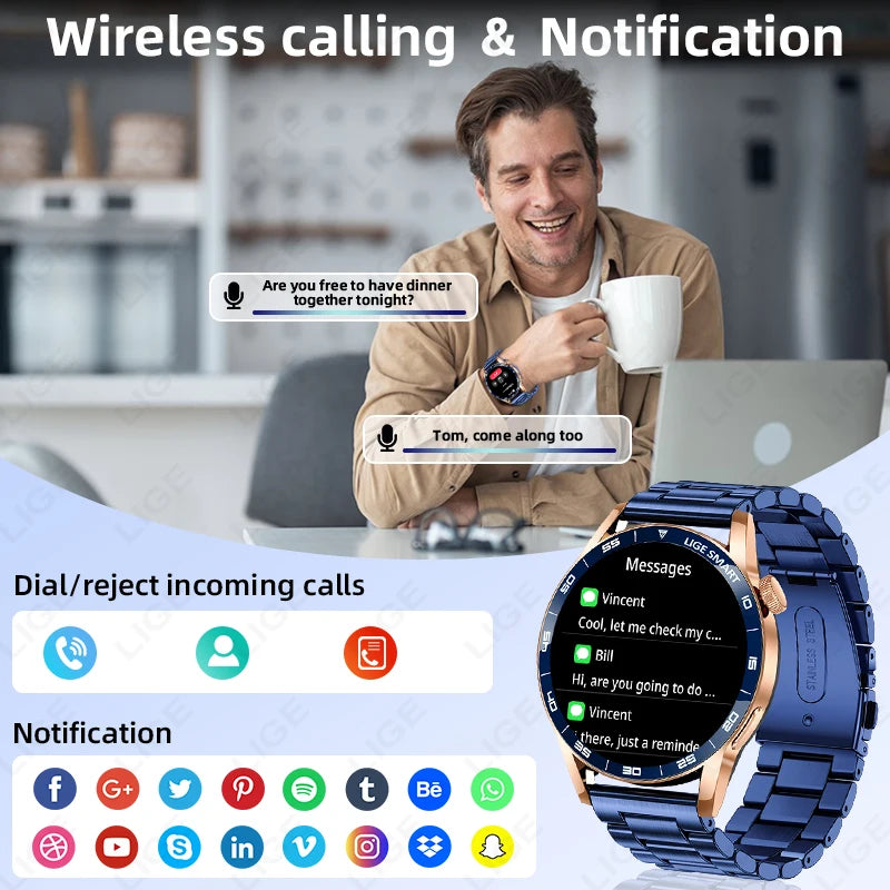 LIGE VoiceLink 2025 - Voice Calling HD Smartwatch IP68 Waterproof