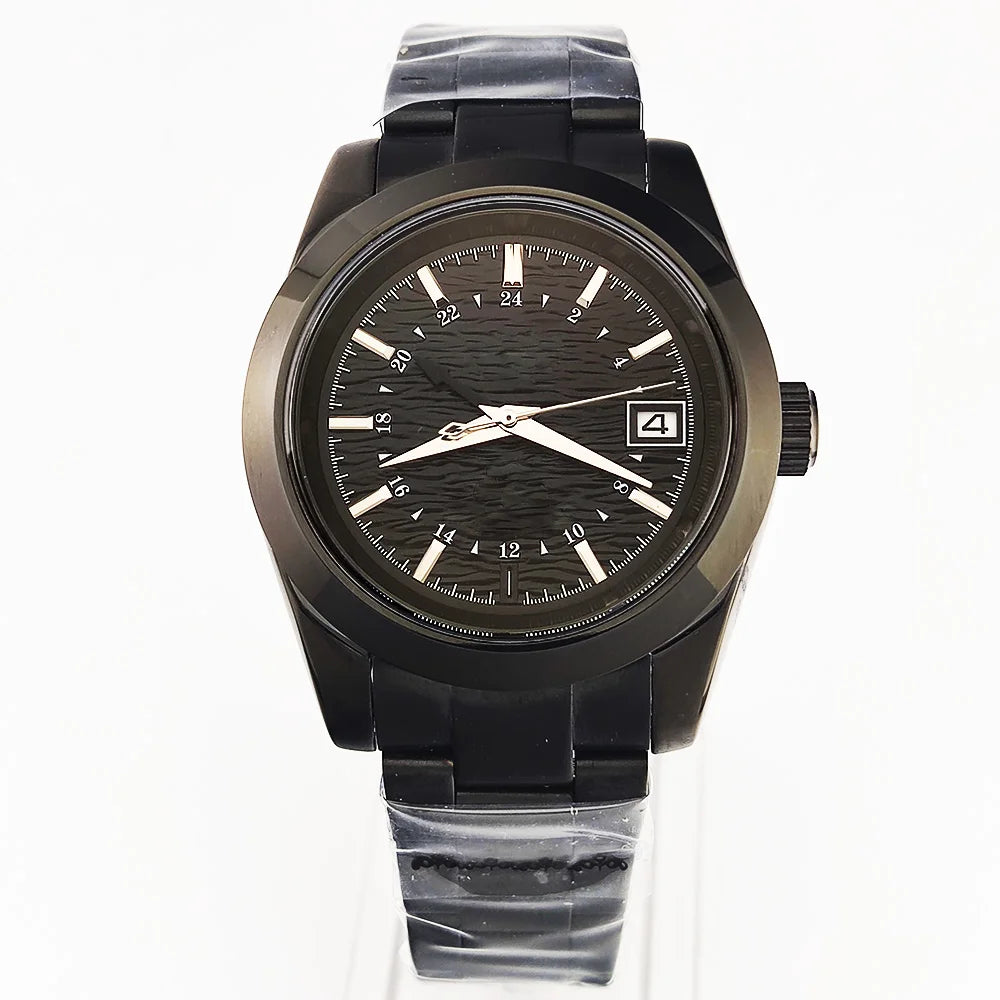 NH34 GMT Watch Automatic Mechanical Dual Time-zone Waterproof Luminous Indexes Sapphire crystal Customizable Watches for Men