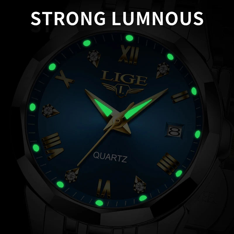LIGE Top Luxury Elegant Women Watch Fashion Ladies Watch Waterproof Luminous Quartz Wristwatch Reloj Mujer Girlfriend Gifts+Box