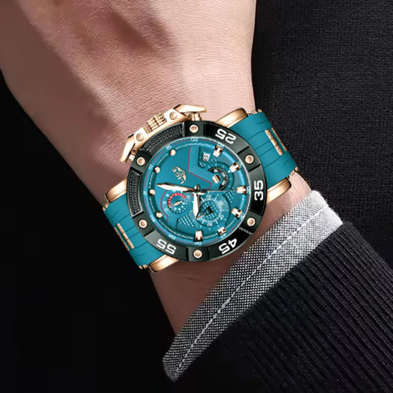 LIGE Titan Force - Big Dial Silicone Military Sport Chronograph